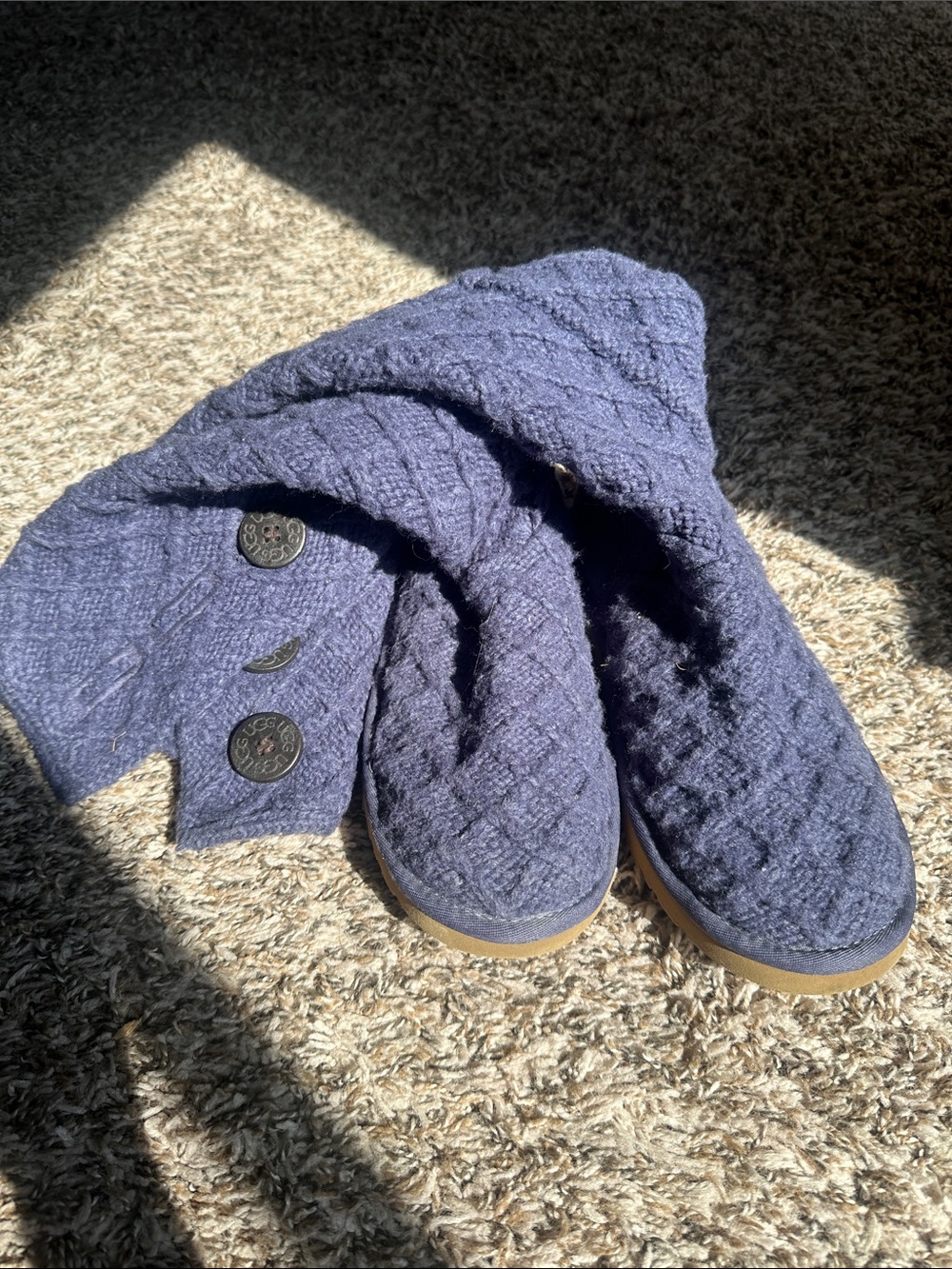 UGG Women's Navy Quilted Knit Winter Boots
